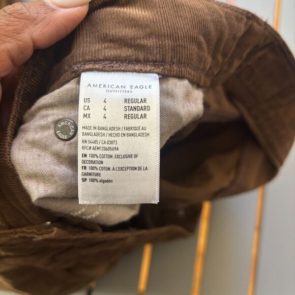 American Eagle Outfitters Corduroy Pants Women 4 Brown Casual High rise Wide Leg - Picture 7 of 7